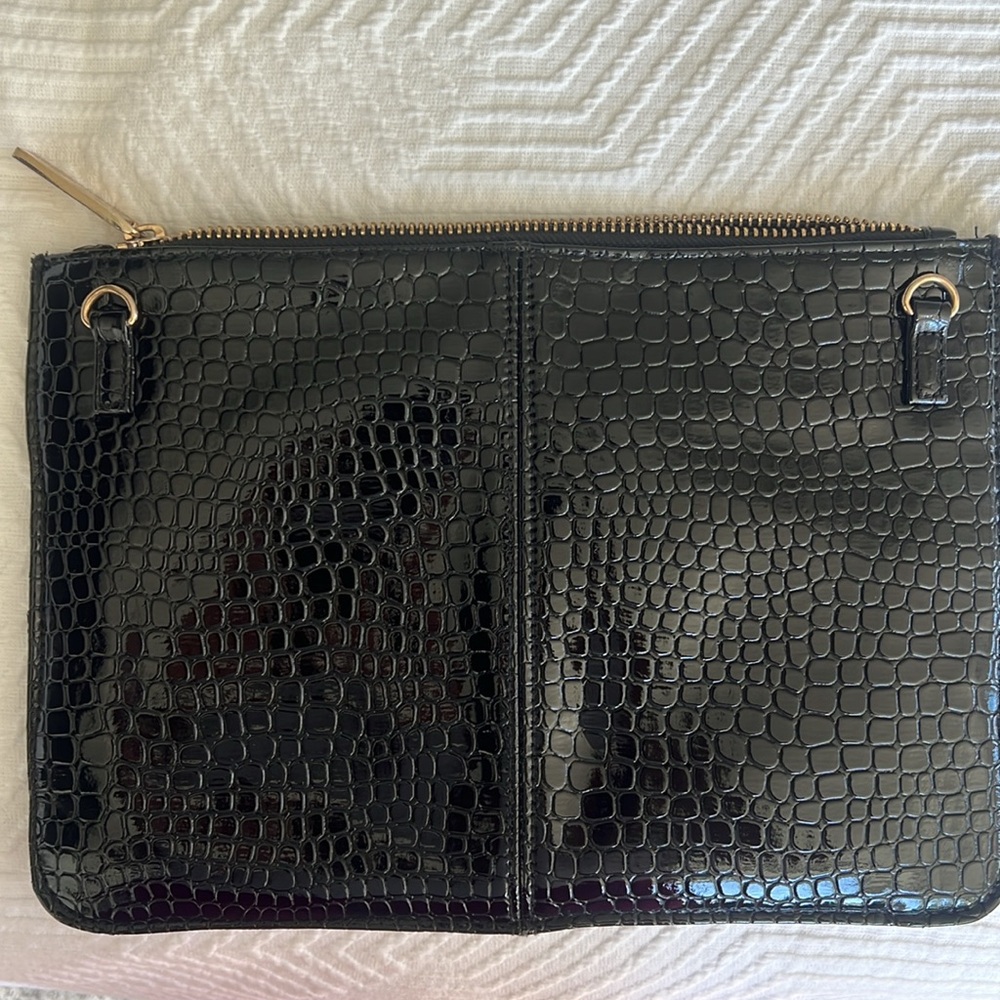 Topshop black crocodile embossed clutch - Picture 5 of 11